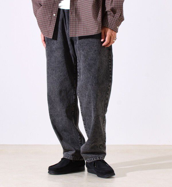 GLOSTER「【シーズンレス/UNISEX】ケミカルウォッシュ ワイドデニムイージーパンツ」|デニム|ブラック