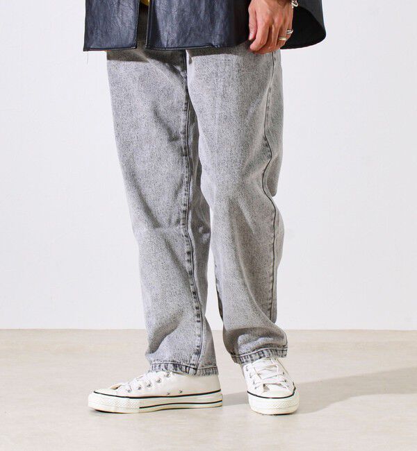 GLOSTER「【シーズンレス/UNISEX】ケミカルウォッシュ ワイドデニムイージーパンツ」|デニム|