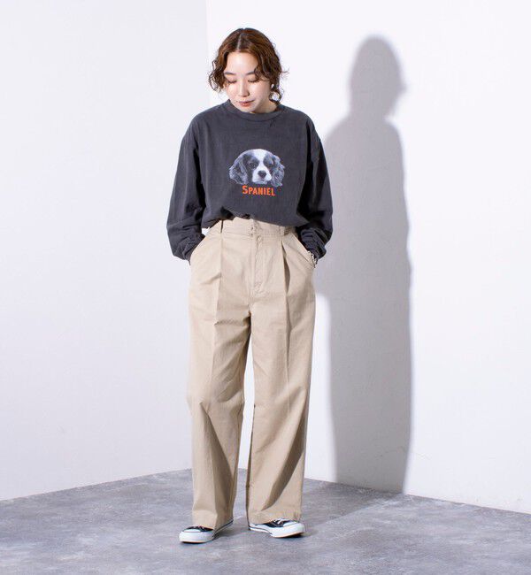 GLOSTER「【人気シリーズ】【DOG&CAT】犬猫ピグメント クルーネックロンT」|Tシャツ・カットソー|