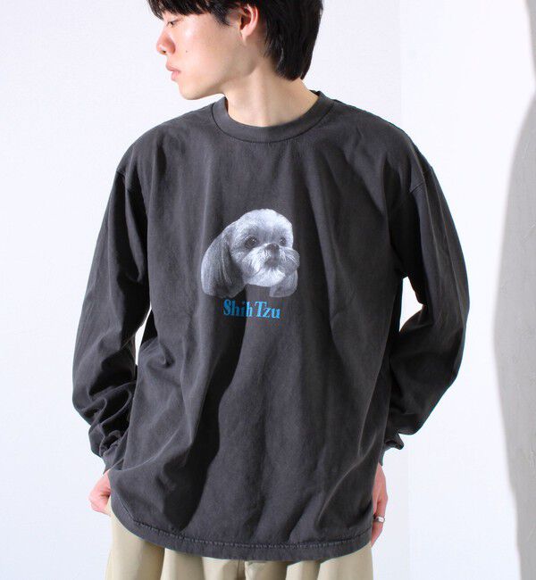 GLOSTER「【人気シリーズ】【DOG&CAT】犬猫ピグメント クルーネックロンT」|Tシャツ・カットソー|