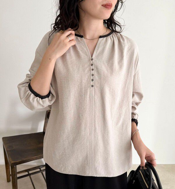 fredy emue「起毛パイピングギャザーブラウス」|シャツ・ブラウス|