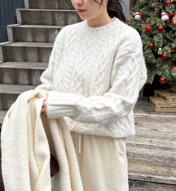 fredy emue「ふわふわ柄編みニットプルオーバー」|ニット・セーター|アイボリー