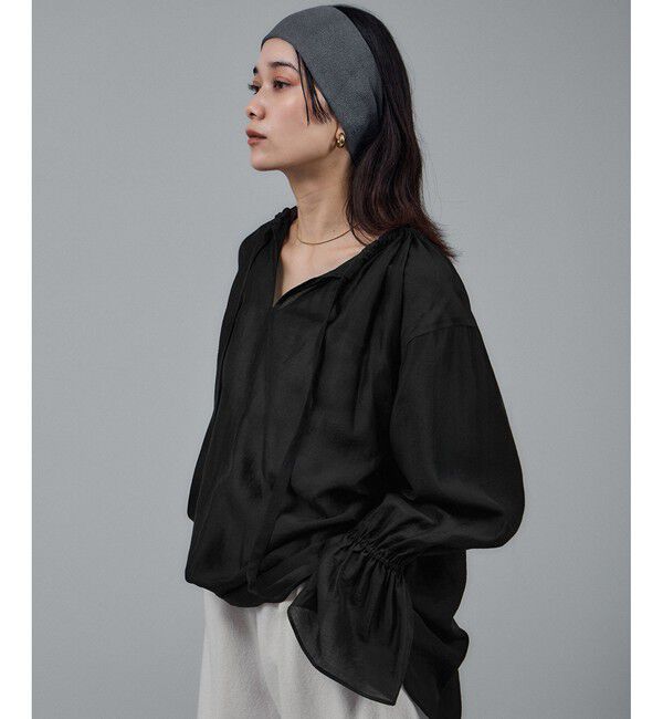 SALON adam et rope'「【WEB限定】2WAYシアーリュクスギャザーブラウス」|シャツ・ブラウス|ブラック(01)