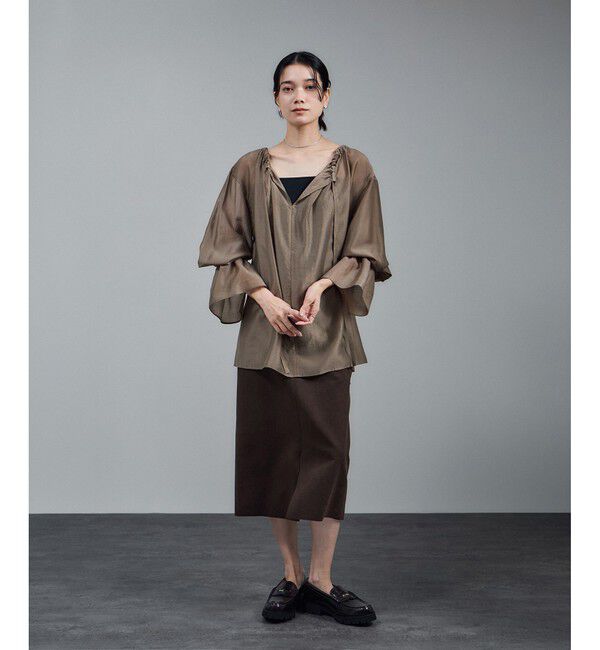 SALON adam et rope'「【WEB限定】2WAYシアーリュクスギャザーブラウス」|シャツ・ブラウス|