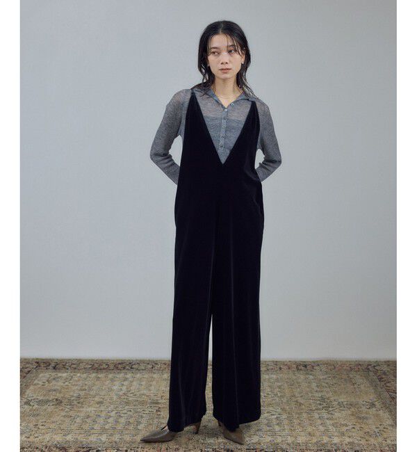 SALON adam et rope'「【WEB限定】コンフィリュクスベロアオールインワン」|オールインワン|ブラック(01)