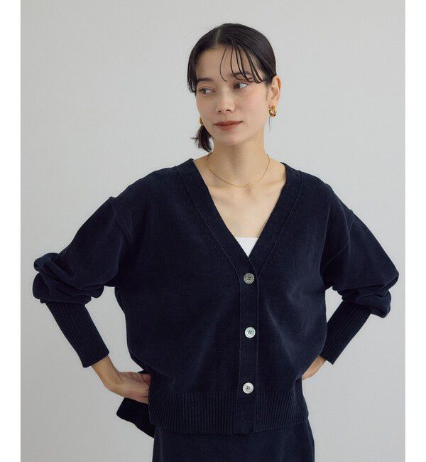 SALON adam et rope'「Vネックカーディガン-CreamyCotton /クリーミーコットン-」|カーディガン|ブラック(01)