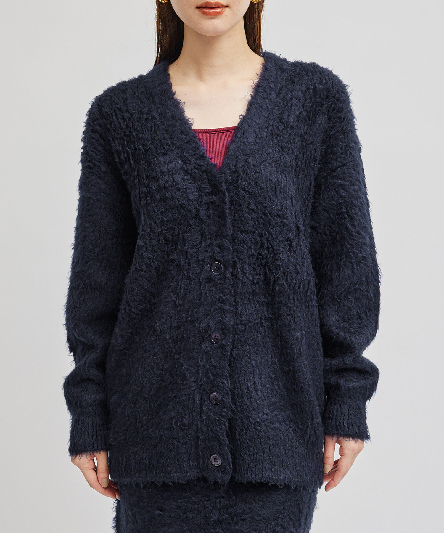 ROPE「シルクシャギーカーディガン/セットアップ対応」|カーディガン|ネイビー(40)