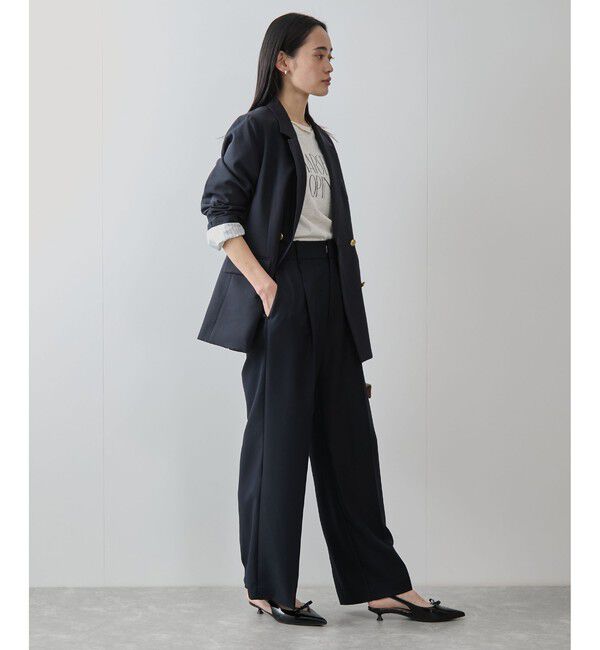 VIS「【美easy】コンフォートストレートワイドパンツ/イージーケア・UVケア・セットアップ対応」|スラックス|