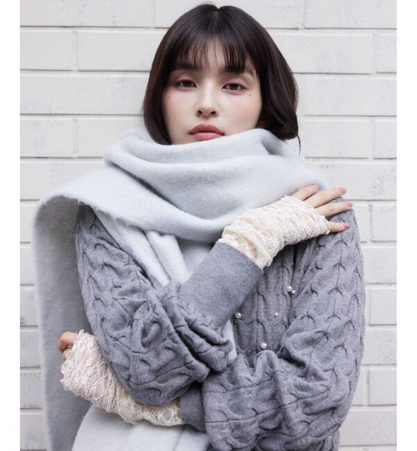 VIS「ふわふわフリンジマフラー/静電気防止」|マフラー|ライトグレー(08)