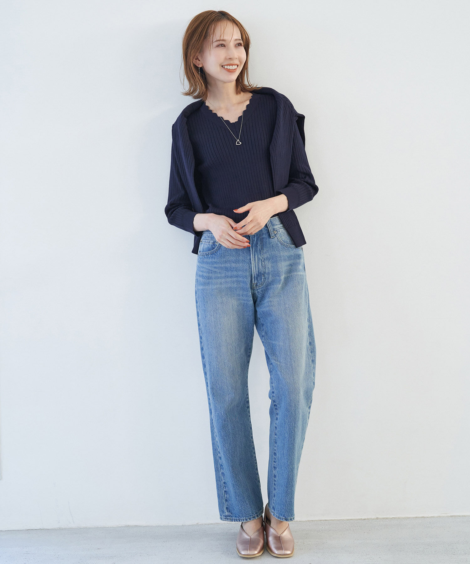 Rope&rsquo;Picnic「オーガニックスイスコットン7分袖ニットプルオーバー」|ニット・セーター|