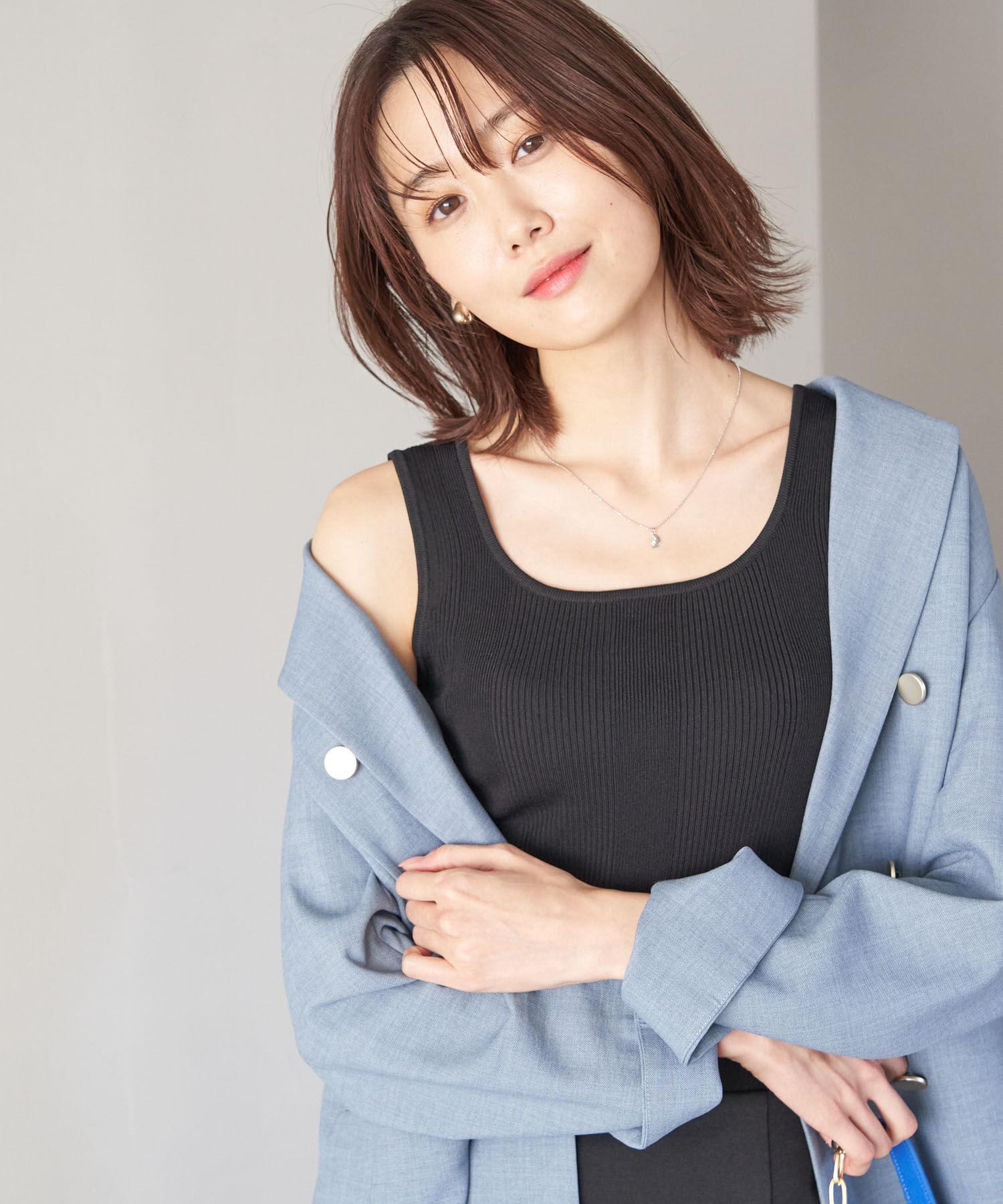 Rope&rsquo;Picnic「UVカット・洗濯機OK/スクエアネックニットタンクトップ」|タンクトップ|