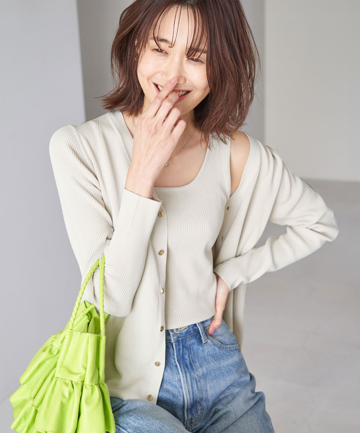 Rope&rsquo;Picnic「UVカット・洗濯機OK/スクエアネックニットタンクトップ」|タンクトップ|