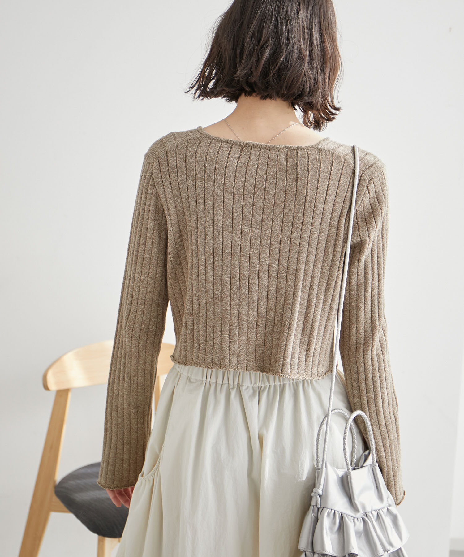 ROPE' PICNIC R「フロントジップショート丈メランジニットプルオーバー」|ニット・セーター|