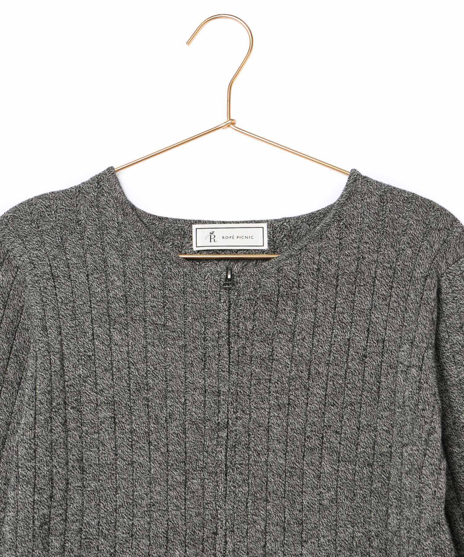 ROPE' PICNIC R「フロントジップショート丈メランジニットプルオーバー」|ニット・セーター|
