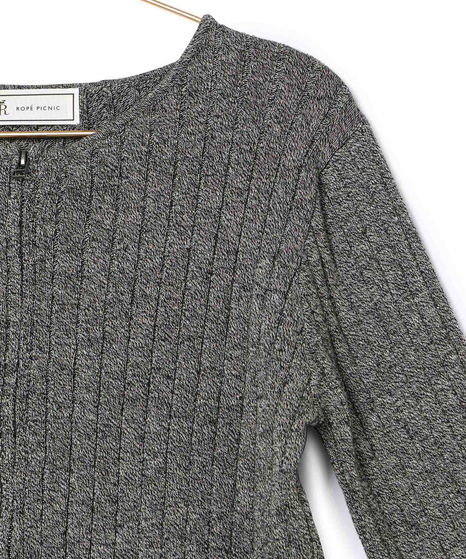ROPE' PICNIC R「フロントジップショート丈メランジニットプルオーバー」|ニット・セーター|