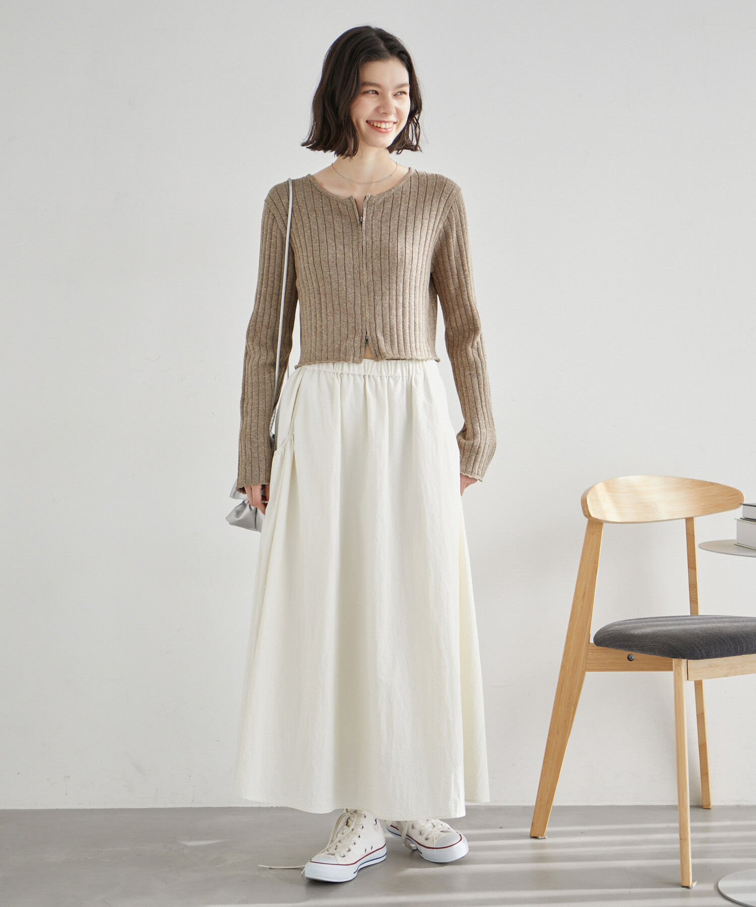 ROPE' PICNIC R「フロントジップショート丈メランジニットプルオーバー」|ニット・セーター|