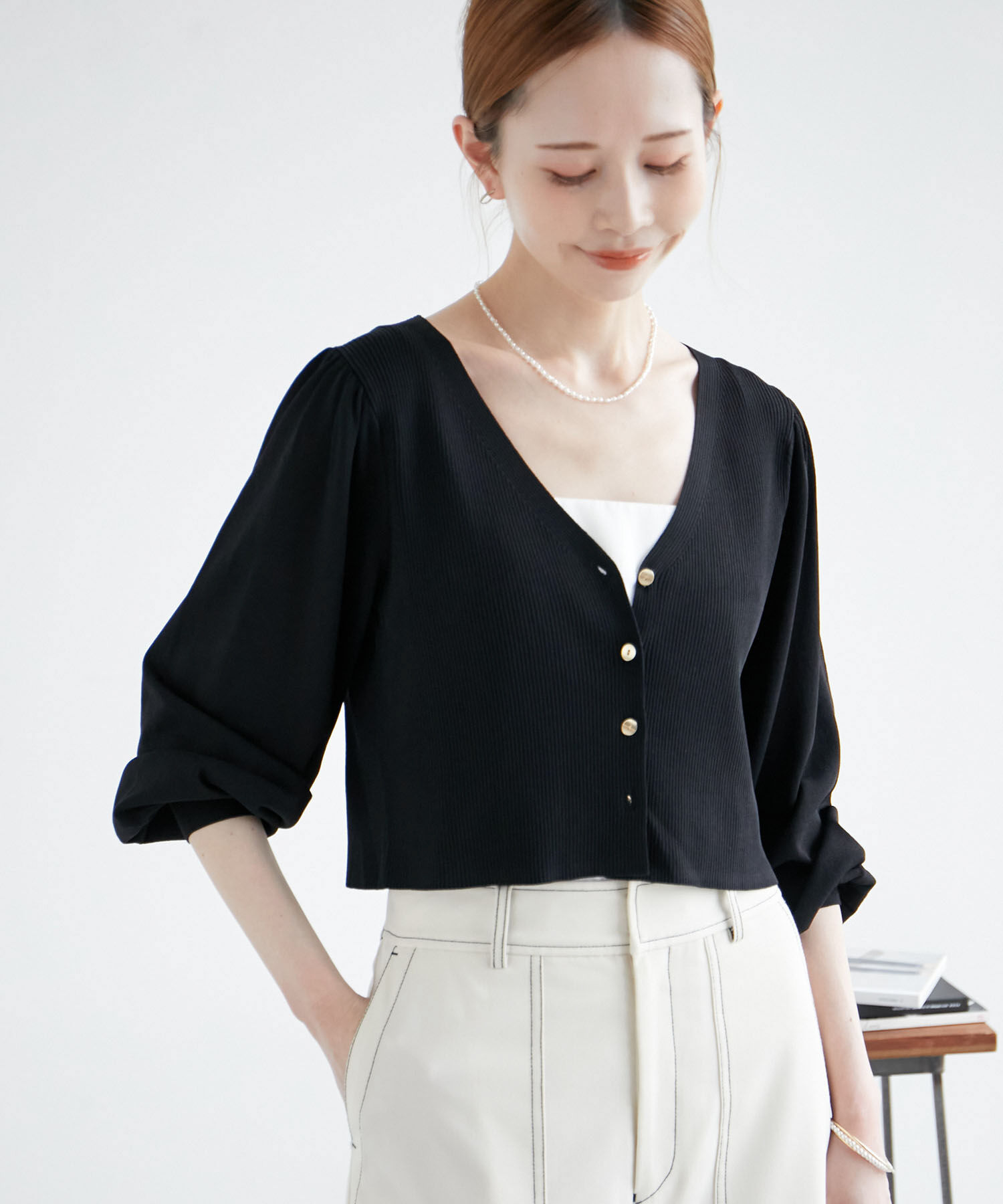 Rope&rsquo;Picnic「ショート丈袖ボリュームカーディガン/UVカット」|カーディガン|