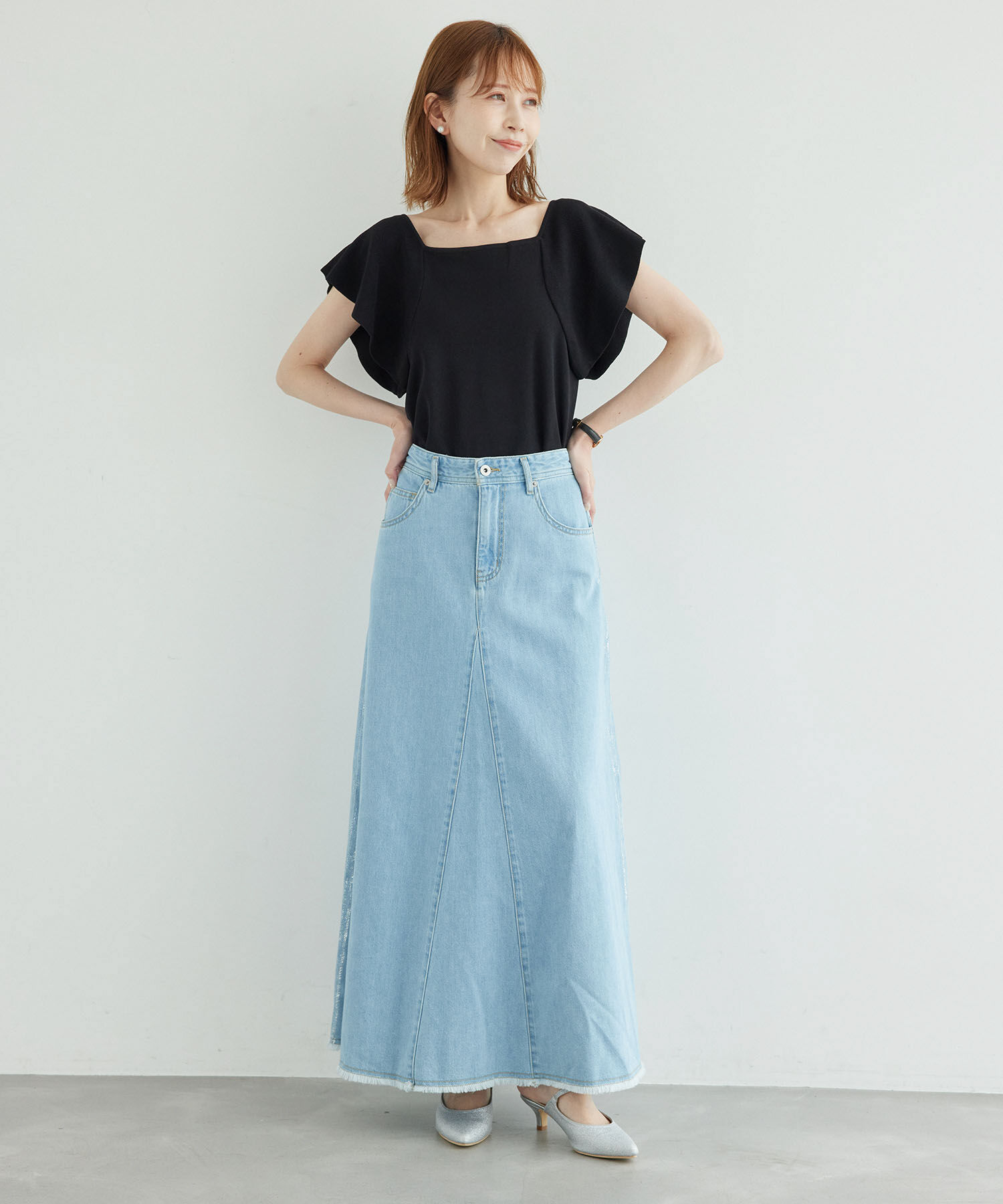 Rope&rsquo;Picnic「袖フレアニットトップス/UVカット・洗濯機OK・冷感」|ニット・セーター|