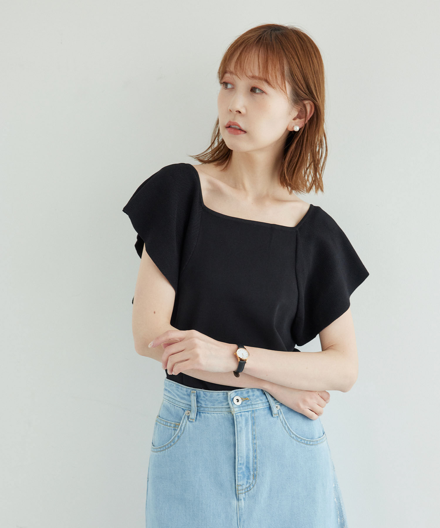 Rope&rsquo;Picnic「袖フレアニットトップス/UVカット・洗濯機OK・冷感」|ニット・セーター|