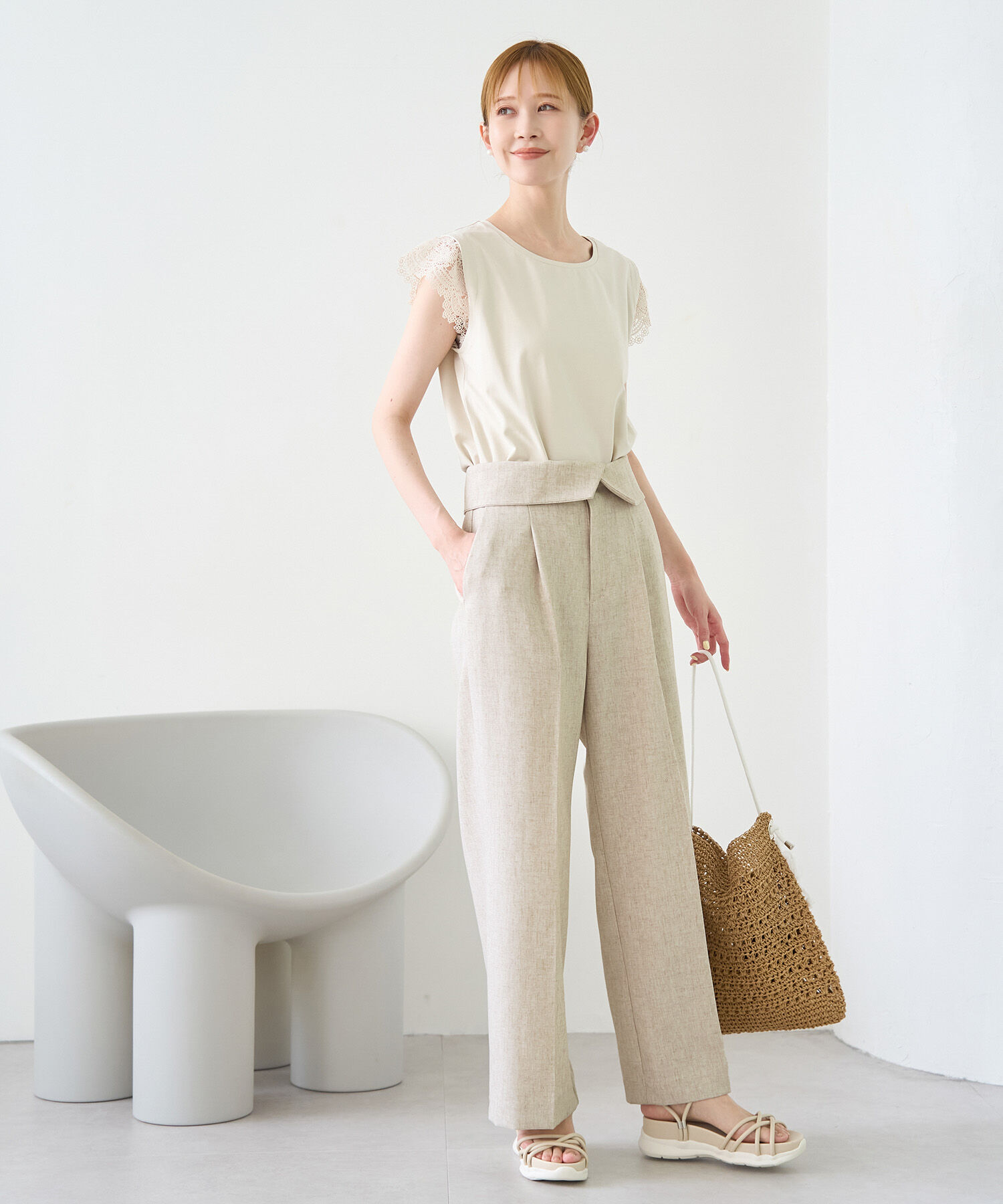 Rope&rsquo;Picnic「【ご好評につき新色追加決定！】リネン混シャンブレーパンツ/セットアップ対応・UVケア」|その他|