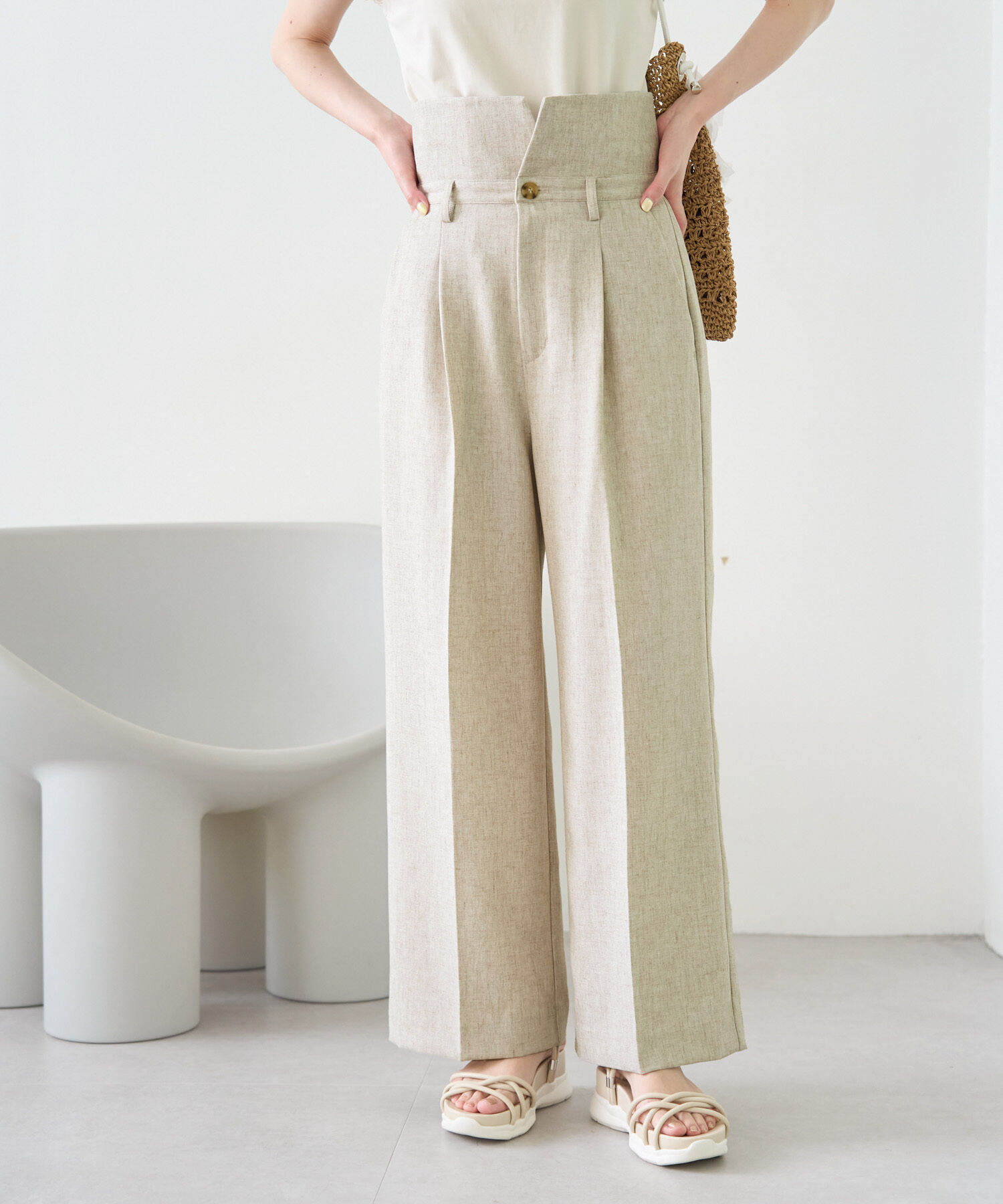 Rope&rsquo;Picnic「【ご好評につき新色追加決定！】リネン混シャンブレーパンツ/セットアップ対応・UVケア」|その他|