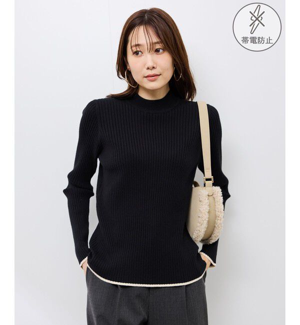 Rope&rsquo;Picnic「ワイドリブハイネックプルオーバー/イージーケア」|ニット・セーター|ブラック(01)