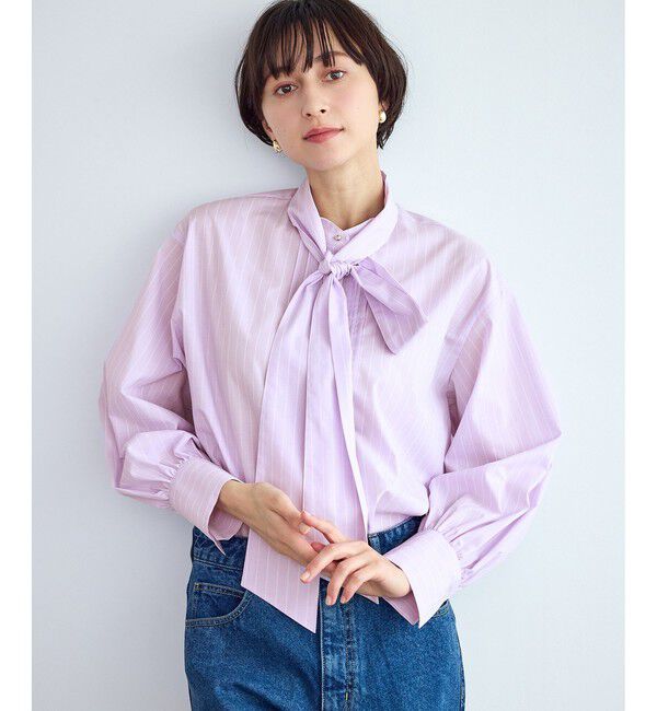 Rope&rsquo;Picnic「ボウタイリボンシャツ/花粉ガード・防シワ」|シャツ・ブラウス|
