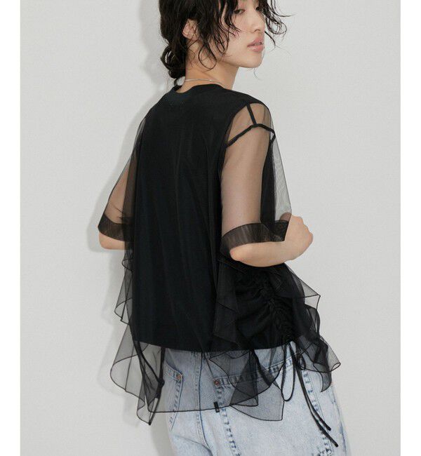 ADAM ET ROPE'「【サステナブル】・【定番人気】ギャザーチュールトップス」|Tシャツ・カットソー|