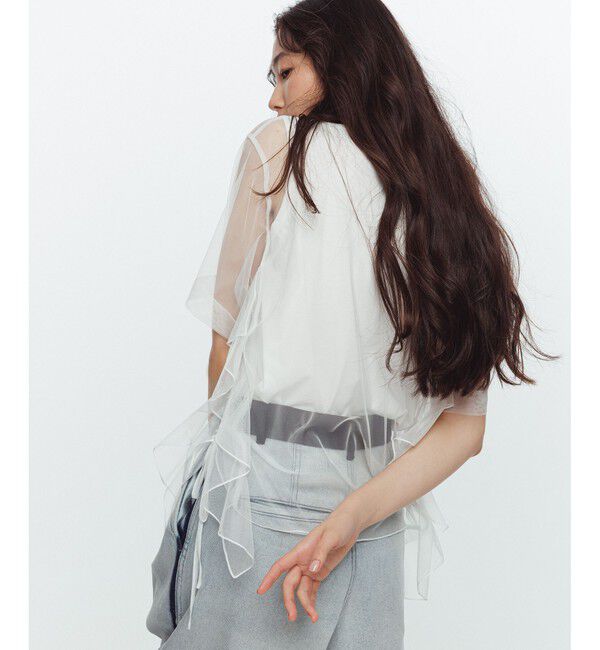 ADAM ET ROPE'「【サステナブル】・【定番人気】ギャザーチュールトップス」|Tシャツ・カットソー|