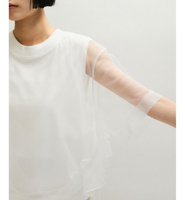 ADAM ET ROPE'「【サステナブル】・【定番人気】ギャザーチュールトップス」|Tシャツ・カットソー|