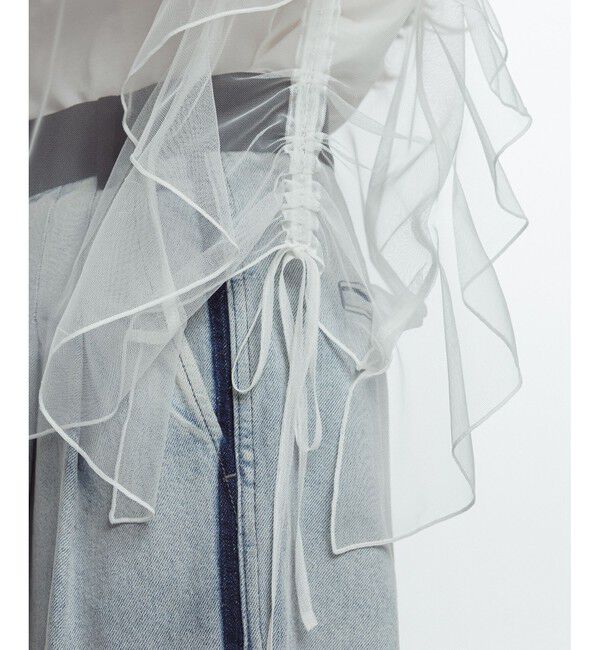 ADAM ET ROPE'「【サステナブル】・【定番人気】ギャザーチュールトップス」|Tシャツ・カットソー|