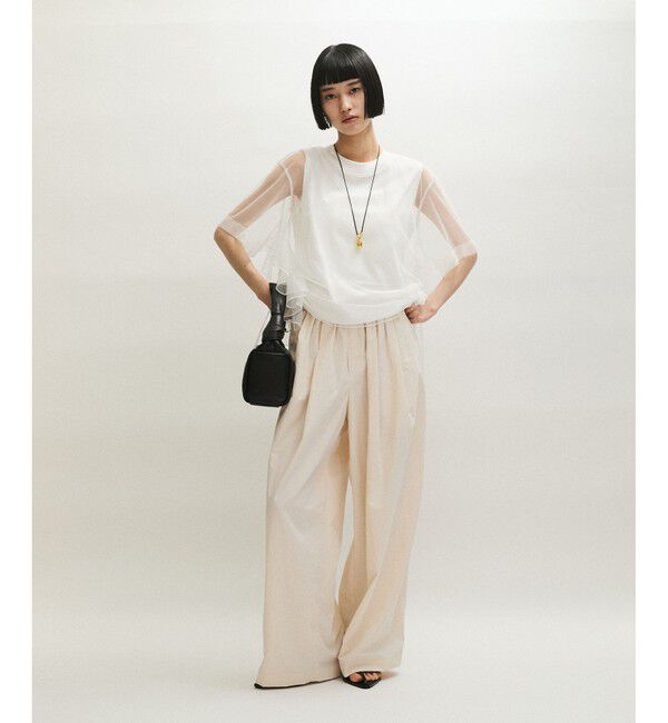 ADAM ET ROPE'「【サステナブル】・【定番人気】ギャザーチュールトップス」|Tシャツ・カットソー|