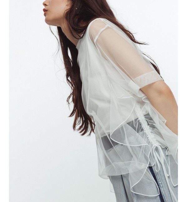 ADAM ET ROPE'「【サステナブル】・【定番人気】ギャザーチュールトップス」|Tシャツ・カットソー|