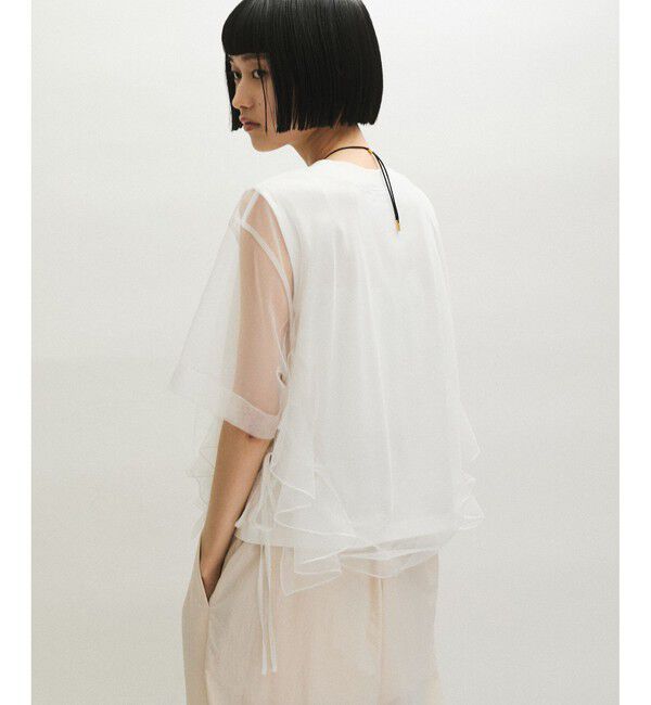 ADAM ET ROPE'「【サステナブル】・【定番人気】ギャザーチュールトップス」|Tシャツ・カットソー|