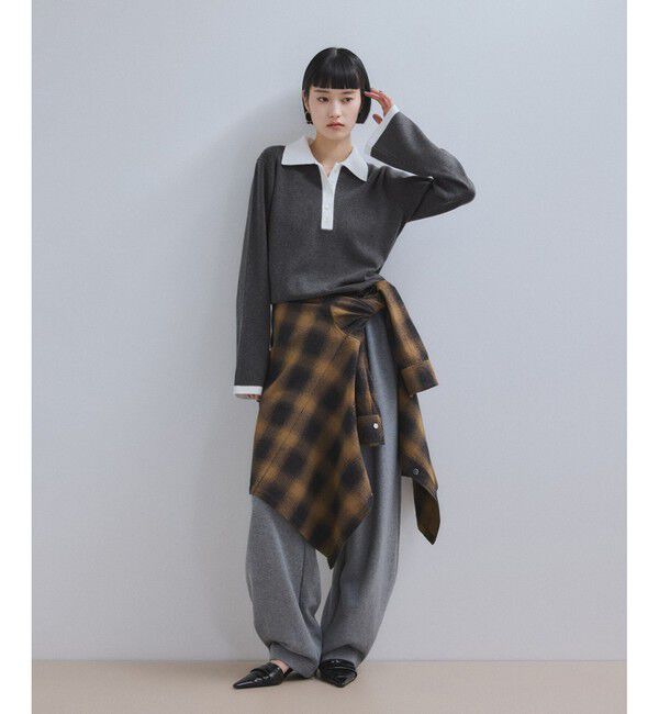 ADAM ET ROPE'「【WEB限定】・【サステナブル】バイカラーポロニットプルオーバー」|ポロシャツ|