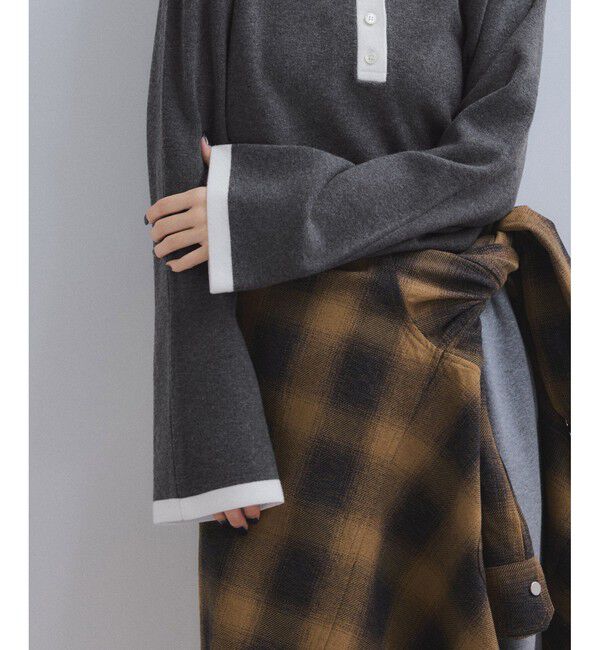 ADAM ET ROPE'「【WEB限定】・【サステナブル】バイカラーポロニットプルオーバー」|ポロシャツ|