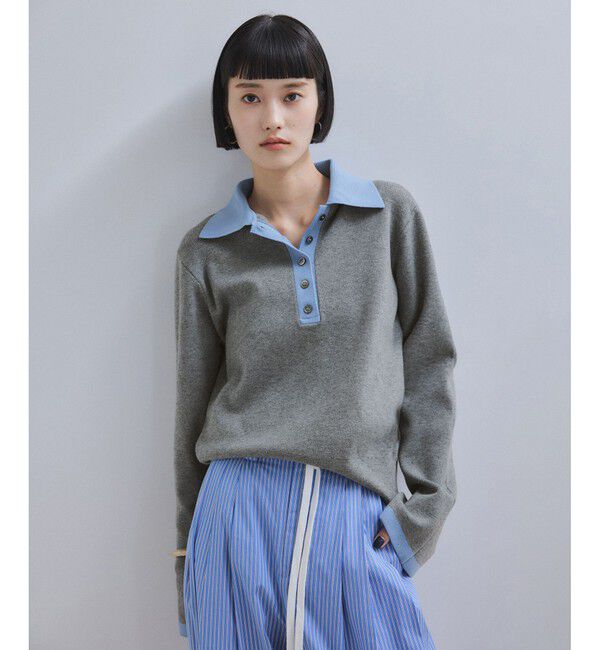ADAM ET ROPE'「【WEB限定】・【サステナブル】バイカラーポロニットプルオーバー」|ポロシャツ|