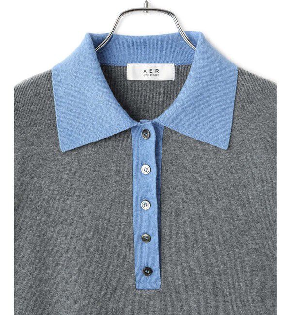 ADAM ET ROPE'「【WEB限定】・【サステナブル】バイカラーポロニットプルオーバー」|ポロシャツ|