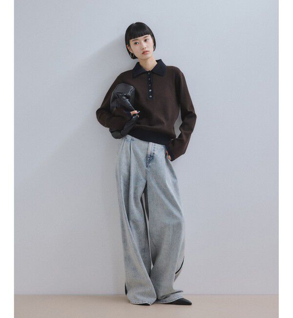 ADAM ET ROPE'「【WEB限定】・【サステナブル】バイカラーポロニットプルオーバー」|ポロシャツ|