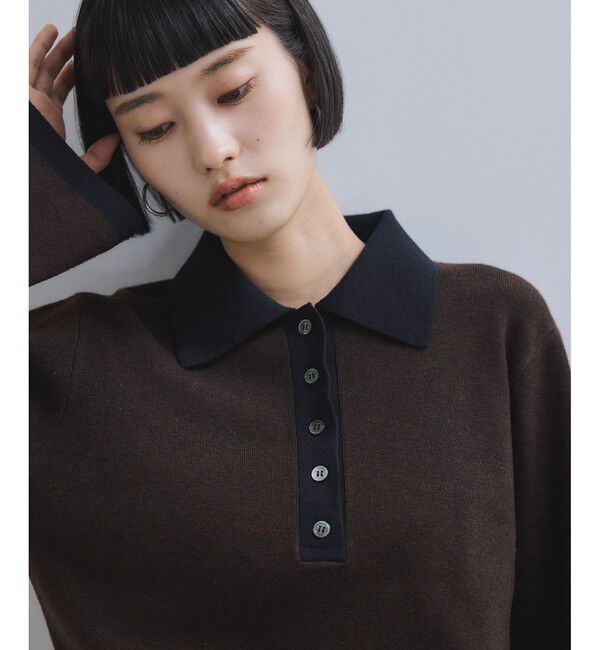ADAM ET ROPE'「【WEB限定】・【サステナブル】バイカラーポロニットプルオーバー」|ポロシャツ|