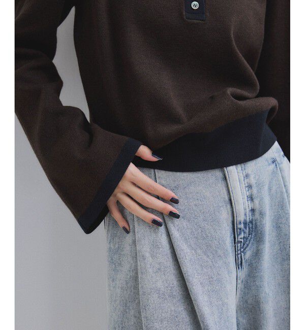 ADAM ET ROPE'「【WEB限定】・【サステナブル】バイカラーポロニットプルオーバー」|ポロシャツ|