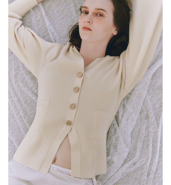 ADAM ET ROPE'「【サステナブル】フォルムリブカーディガン」|カーディガン|オフホワイト(15)