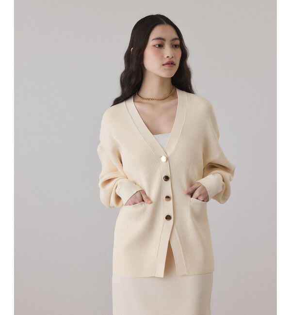 ADAM ET ROPE'「【サステナブル】フォルムリブカーディガン」|カーディガン|