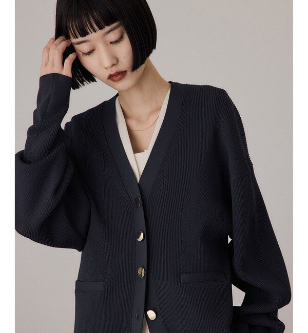 ADAM ET ROPE'「【サステナブル】フォルムリブカーディガン」|カーディガン|