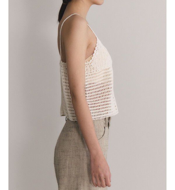 ADAM ET ROPE'「【EMOELLE】コットンリネンクラフトニットトップ」|キャミソール|