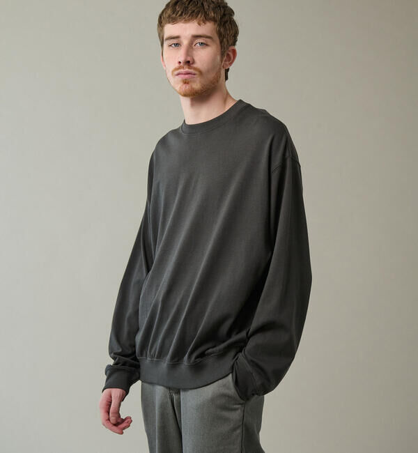 handvaerk「handvaerk | コットン クルーネック長袖Tシャツ MEN」|スウェット・ジャージ|BLACK系1