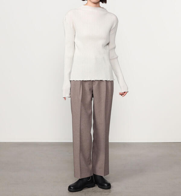 LE GLAZIK「LE GLAZIK | コットンランダムリブ ボトルネック長袖Tシャツ WOMEN」|Tシャツ・カットソー|