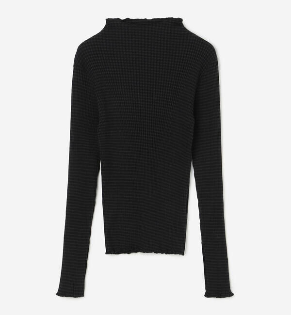 LE GLAZIK「LE GLAZIK | コットンランダムリブ ボトルネック長袖Tシャツ WOMEN」|Tシャツ・カットソー|GREY系1