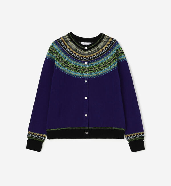  「ERIBE | ウール ショートカーディガン WOMEN」|ニット・セーター|BLUE系1