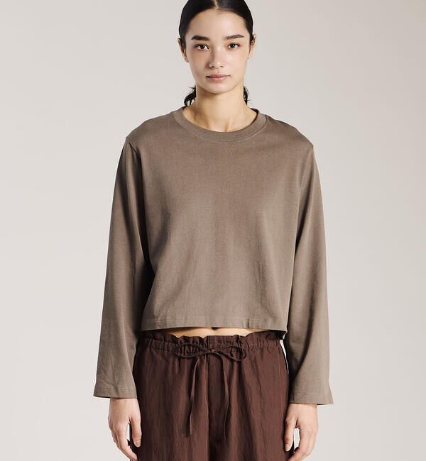 handvaerk「handvaerk | コットン クルーネック フレアスリーブ長袖Tシャツ WOMEN」|Tシャツ・カットソー|